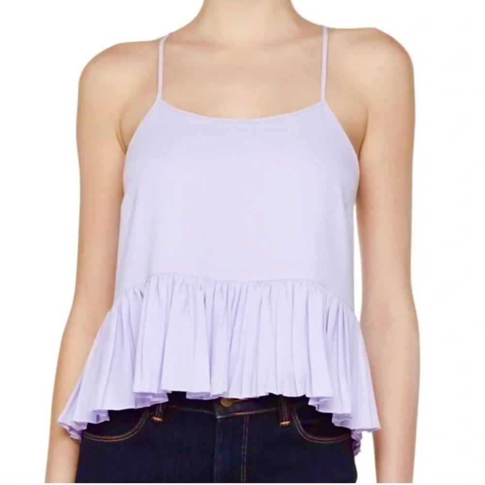ELIZABETH and James Vickie Ruffle Hem Top lilac purple lavender size small